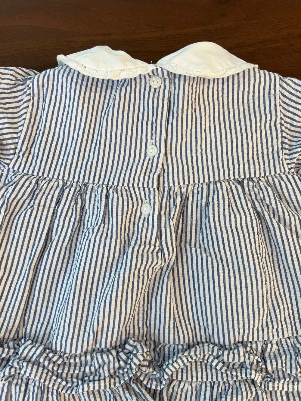 Janie and Jack Blue & White Striped Seer Sucker Top with Bloomer Set, 18-24 mo